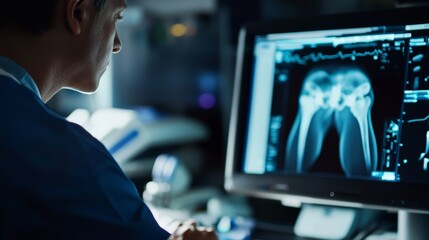 Close up of a doctor conducting an ultrasound examination on a patient s knee joint