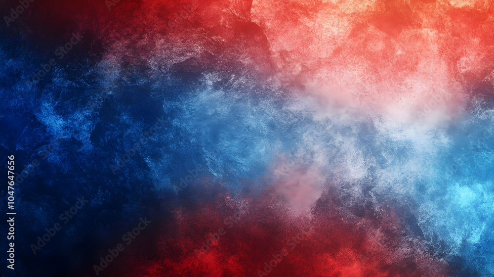 Poster red and blue gradient background: an abstract red and blue gradient background with grain texture, p