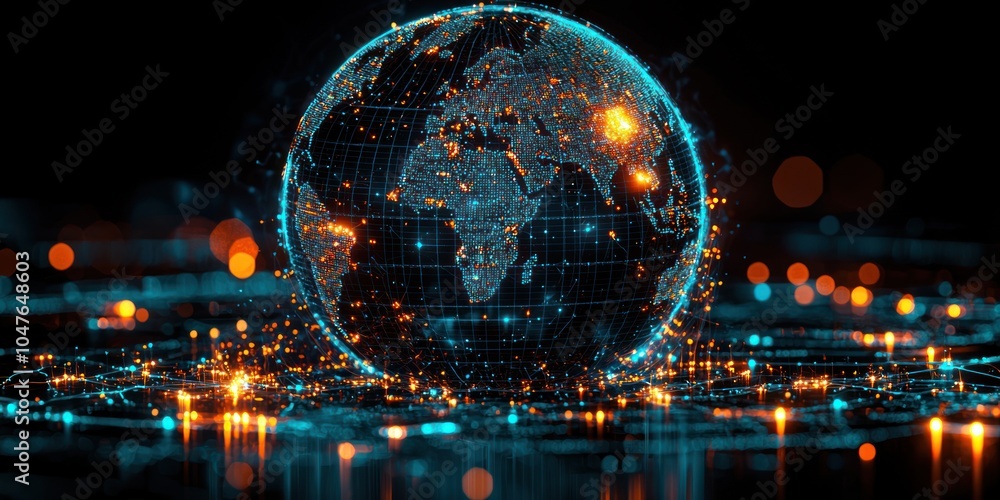 Poster a digital representation of the earth with network connections