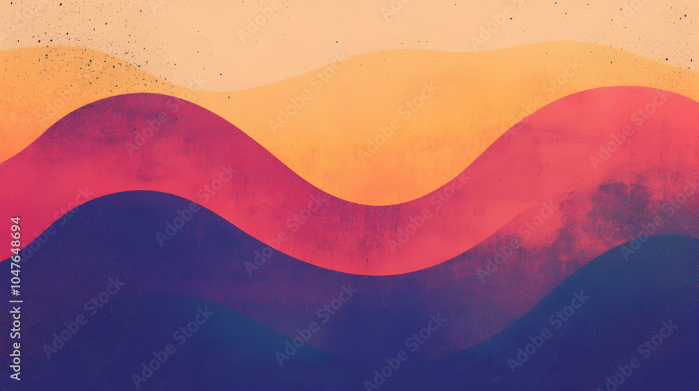 Poster warm gradient retro background: a retro-inspired abstract background with a warm gradient and grainy