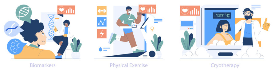 Longevity Clinic. Flat Vector Illustration