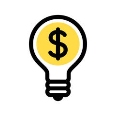 Light bulb with dollar sign. Electricity price icon. Financial idea concept