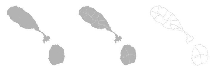 Set of SAINT KITTS Maps with Main Map and Regional maps