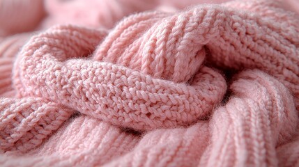 A close-up of soft, pink knitted fabric, showcasing texture and warmth.