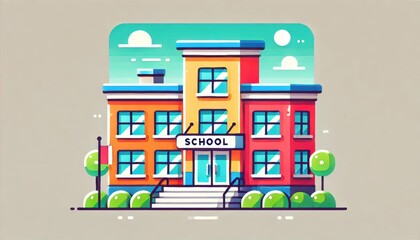 School building flat illustration 