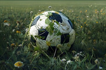 Soccer Ball in Natural Scenery, Generative AI