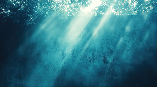 Underwater light rays abstract background, sunbeams through water with shimmering particles, dreamy blue aquatic texture, cinematic ocean overlay