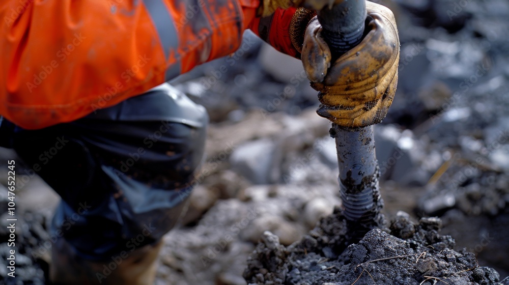 Poster a geotechnical survey team uses a hand auger to collect soil samples from difficulttoreach areas.