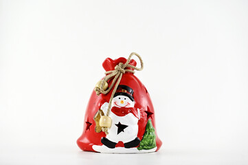 red christmas ornament with snowman pattern