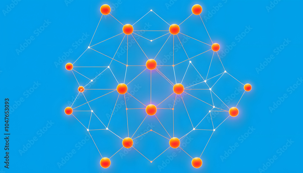 Poster 3d illustration geometric, polygon, line,triangle pattern shape with molecule structure. polygonal w
