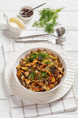 fried blend of wild mushrooms in a bowl