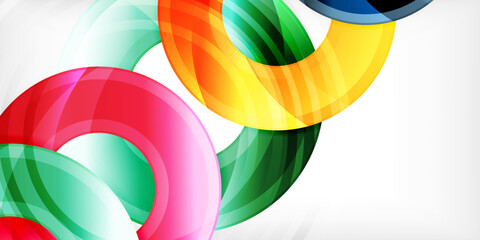 Bright colorful circles with light effects. Abstract background