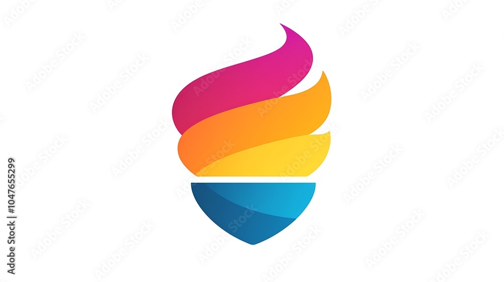 Poster bright abstract torch icon design with colorful elements
