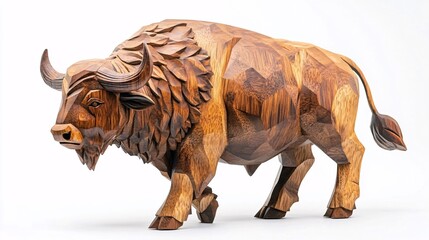 Fototapeta premium a Buffalo carved from wood