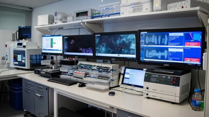 Advanced Laboratory Setup with Medical Equipment and Monitors