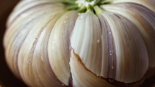 mesmerizing details garlic macro video capturing intricate textures layers natural beauty that elevate culinary gem stunning 4K food stock footage thai spicey hot fruit vegetable