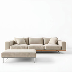 Fototapeta premium Modern bright interiors 3D rendering with white sofa mockup illustration