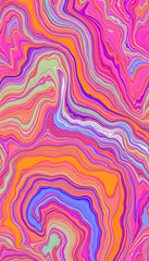 Obraz premium Seamless abstract painted brushed marble texture. Rainbow bright material pattern background. Boho summer vibrant painted effect textile print isolated with white highlights, png