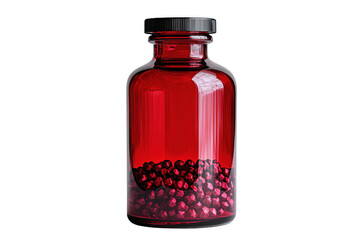 Red medicine bottle isolated on transparent background, png file, no background png file