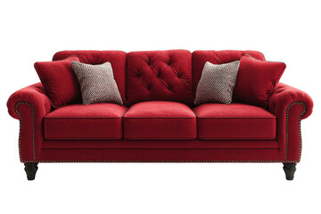 Red Sofa Furniture isolated on transparent background, png file, no background png file