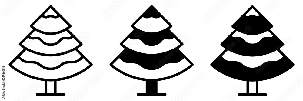Poster christmas tree icon set with simple and modern design