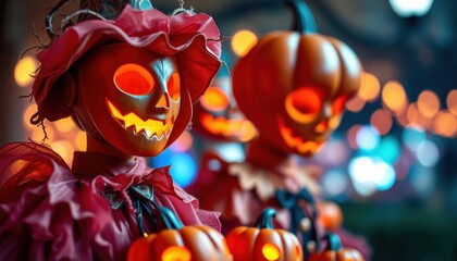 Fototapeta premium Spooky pumpkin festival decorations