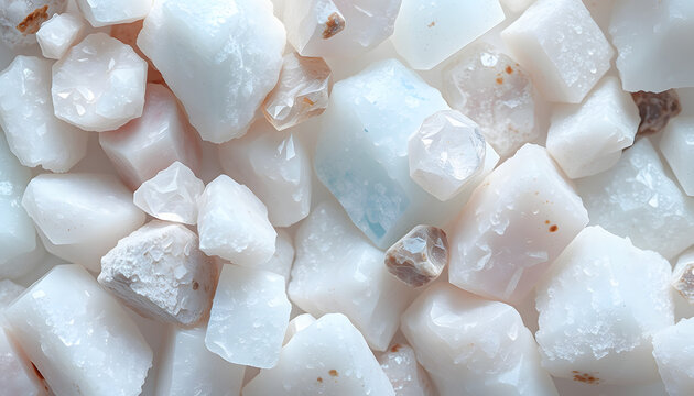 Gentle seamless pattern of crystals and minerals for decotation isolated with white highlights, png