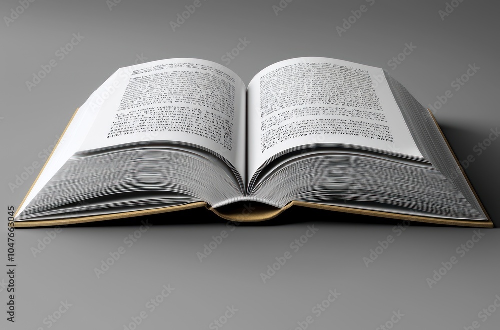 Poster Open Book with Unreadable Text on Gray Background