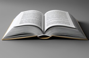 Open Book with Unreadable Text on Gray Background