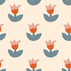 Seamless vector flower pattern with abstract shapes modern pattern for the design of textile