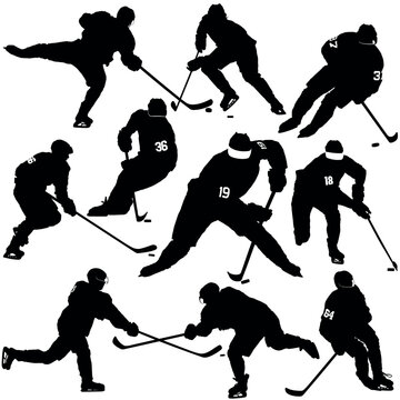 Hockey players silhouettes