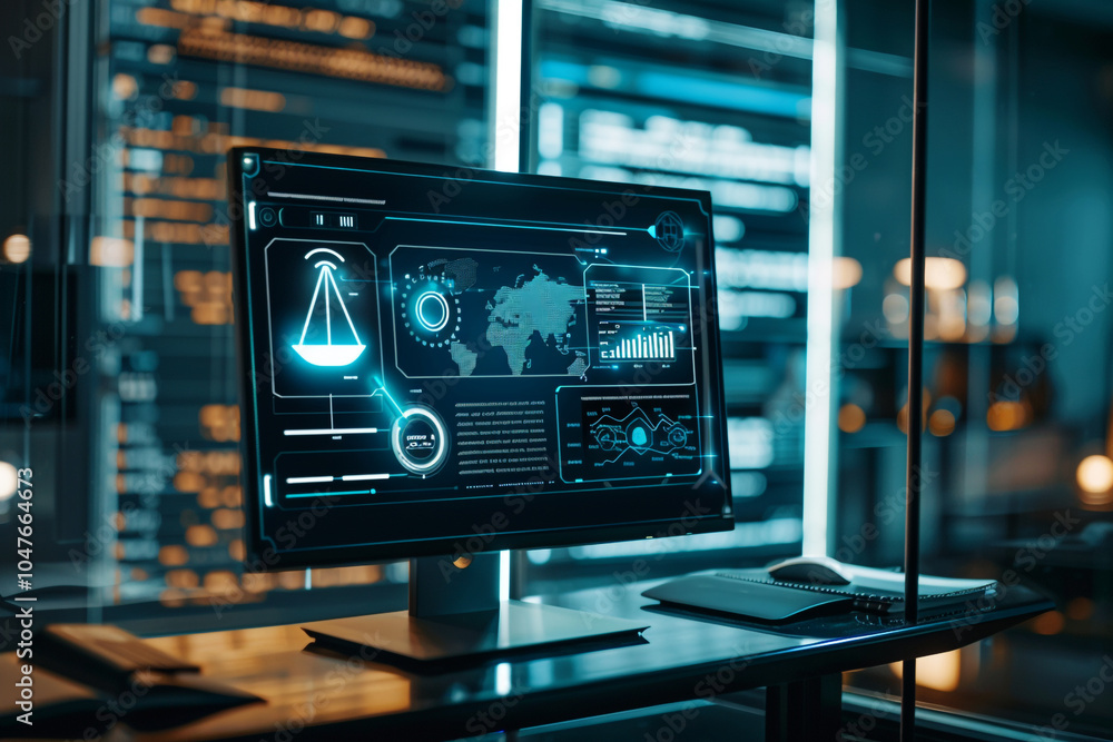 Poster computer with futuristic interface