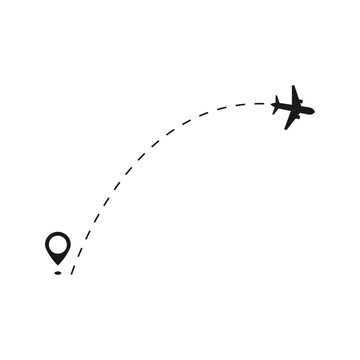 recommend clip art: airplane dotted route path icon vector symbol. plane flight line.