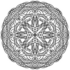 Fototapeta premium Colouring page 393, hand drawn, vector. Mandala 336, ethnic, swirl pattern, object isolated on white background.