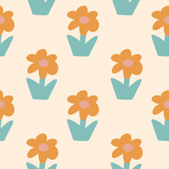 Seamless vector flower pattern with abstract shapes modern pattern for the design of textile