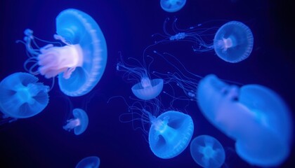 Mesmerizing jellyfish in a deep blue sea