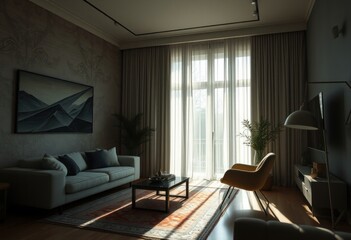 Fototapeta premium Elegant living room with natural light
