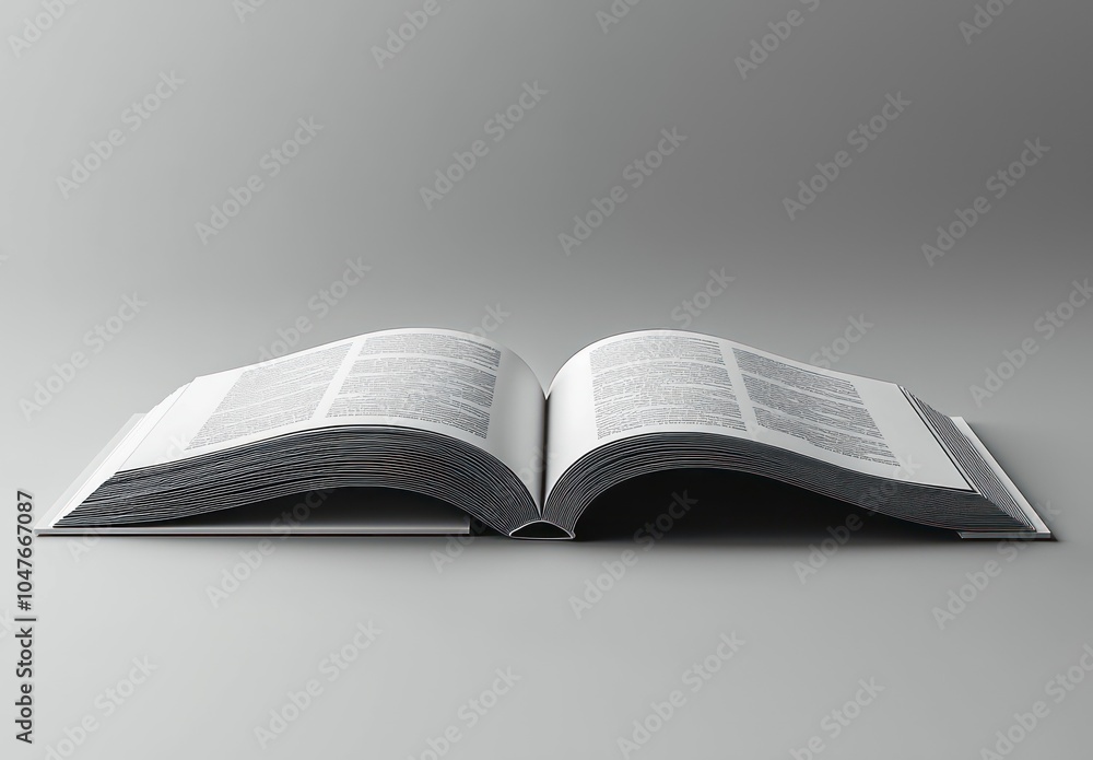 Aufkleber An Open Book with Unreadable Text on a Gray Background