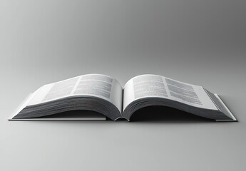 Obraz premium An Open Book with Unreadable Text on a Gray Background