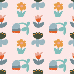 Seamless vector flower pattern with abstract shapes modern pattern for the design of textile