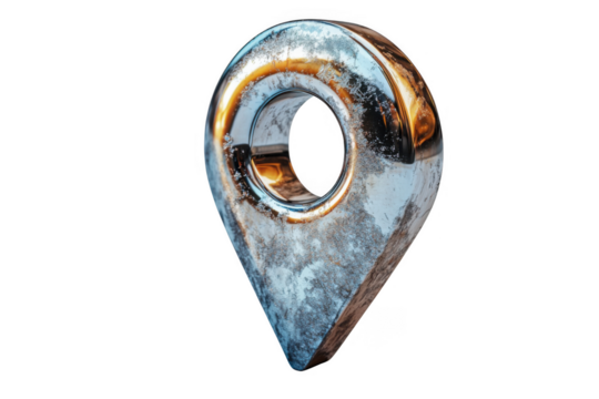 Silver map location icon isolated on transparent background, png file, no background png file