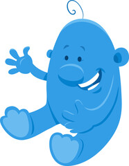 cute happy cartoon blue fantasy character