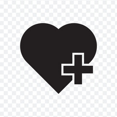 Obraz premium add to favorite heart icon. heart icon with plus. Favorite or love heart icon on PNG background. vector illustration.