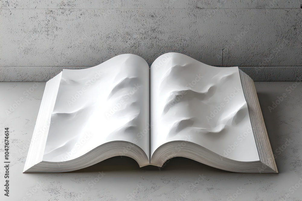 Poster open book with textured pages resembling mountainous terrain