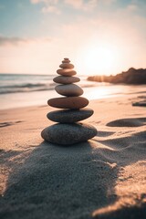 A stack of rocks on a beach