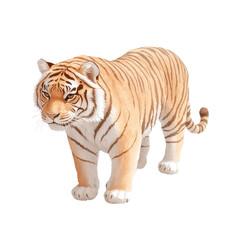 Obraz premium A detailed illustration of a tiger standing gracefully on a white isolated background.