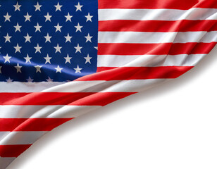 Obraz premium United States of America flag waving in the wind. United States of America banner blowing, soft and smooth silk