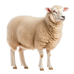Obraz premium Adorable sheep standing on a white isolated background.