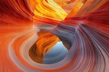 Obraz premium A large, colorful canyon with a pool of water in the middle