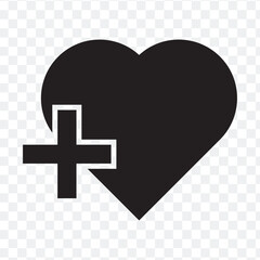 Obraz premium add to favorite heart icon. heart icon with plus. Favorite or love heart icon on PNG background. vector illustration.